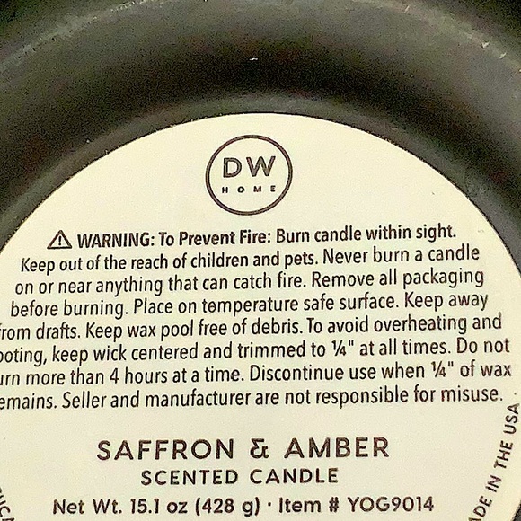 DW HOME CANDLE MEDITATE SAFRON AMBER 2 WICK RICHLY SCENT NEW 15.1 oz - Picture 5 of 5